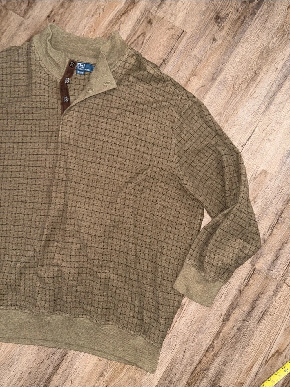 Vintage Polo Ralph Lauren Big & Tall Mock Neck Henley Sweater 5XB Olive Cotton
